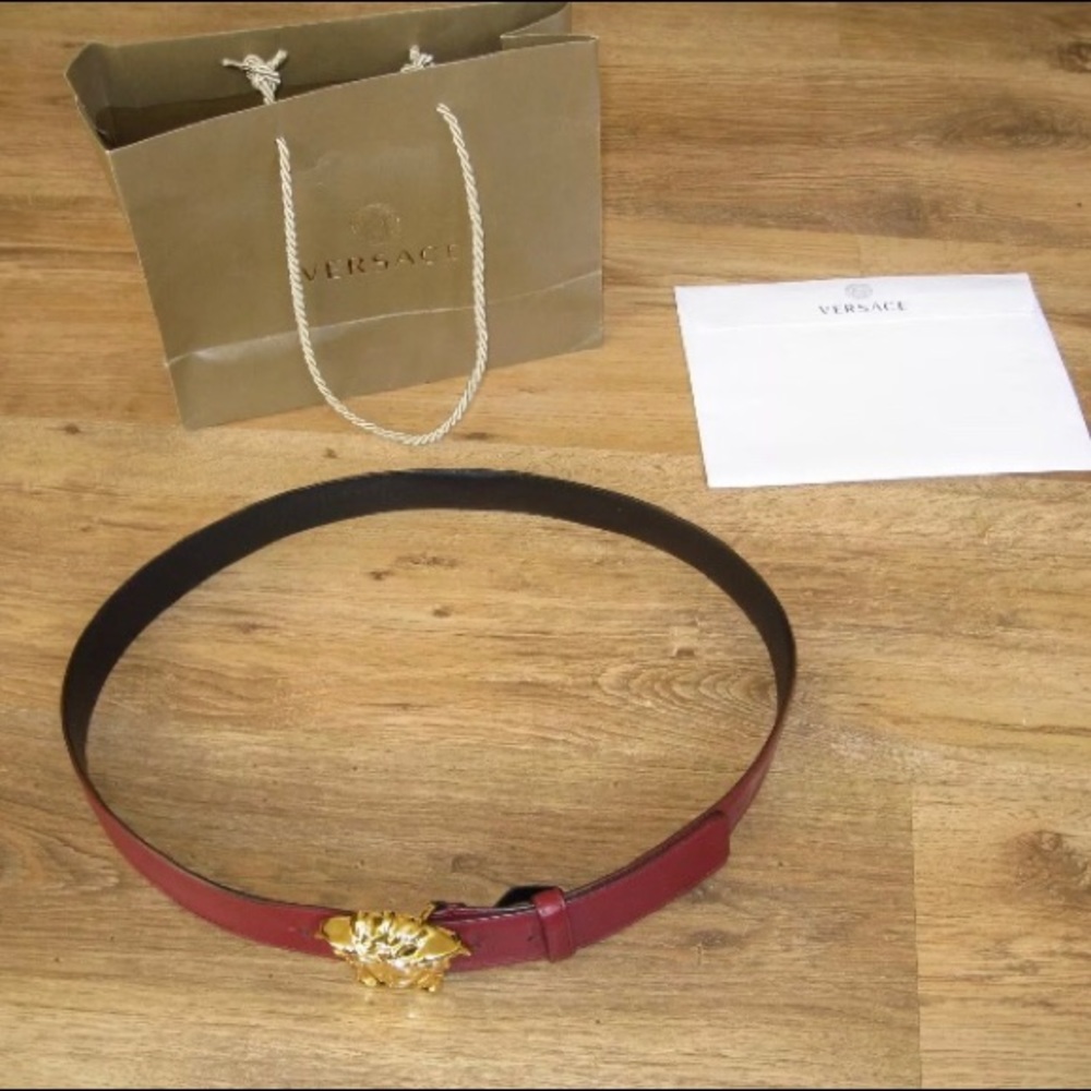 Authentic Autumn Red Versace Medusa Belt.